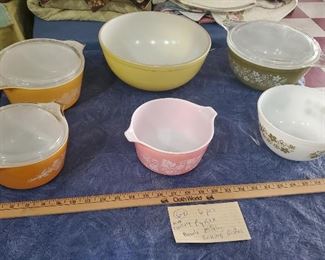 Fine old pyrex bowls rare colors mid century.  