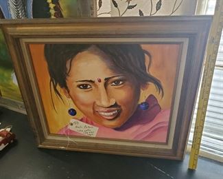 Original painting by well known Dallas artist Gayle Vogel Kirby.    Listed on the artist's website.  This one is called Hindu Beauty.  