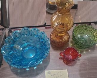 Moon and Star depression glassware, oil lamp. 