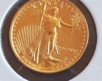 1/10 ounce US $5 gold coin St Gaudens 1990