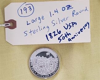 1.4 ounce silver round featuring the 1826 50th anniversary of the USA. 