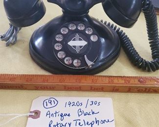 ca 1925 black rotary telephone.  Probably American Bell, we don't see a mark though. 