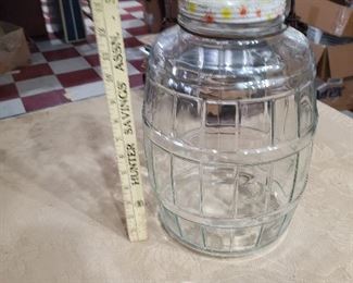 Huge old pickle jar with tin metal lid. 