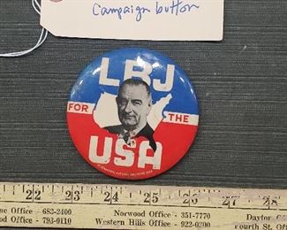 LBJ Lyndon Baines Johnson campaign button 1960s