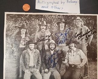 Bellamy Brothers early photo with Dizzy Rambler band, signed by the two Bellamys and 2 other band members. 