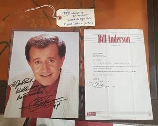 Grand Old Opry host Whispering Bill Anderson signed autographed letter and picture