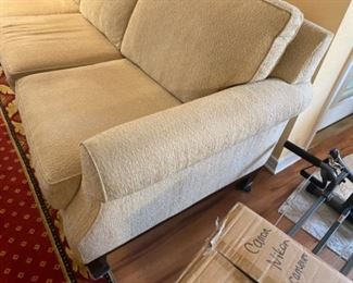 #10 - $200 - HAVERTY'S Tan sofa 88Lx31Tx36W some stains 
