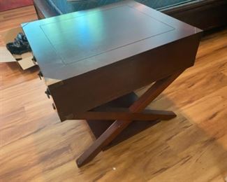#31 - $150 - Campaign style side table 28Dx2Wx2H