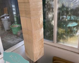 #43 - $100 - Pair of floor lamps with waffle square cream shade 