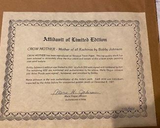 #53 - $120 Print limited of 950 Crow Mother of Bobby Johnson 26x32