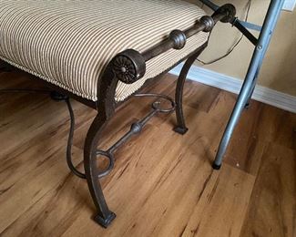 #37 - $100 - Large bench with metal handles 22Hx43Lx22D