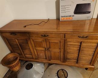 One of 2 vintage console stereos