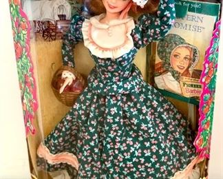 Many collectible Barbies and other collectible figurines   with original packaging- Pioneer Barbie