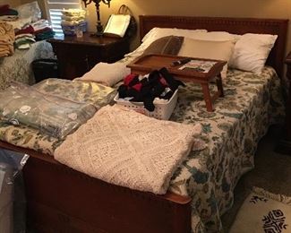 Full size bed, bedding
