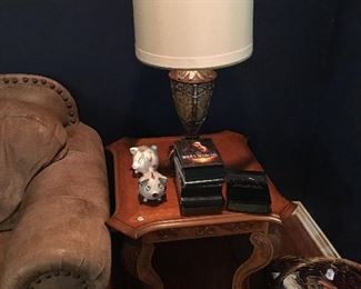 End table, lamp