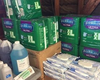 Cases of elderly health care products, new in box.