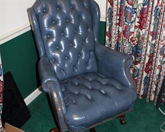 Blue leather executive desk chair