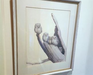 Guy Coheleach "Screech Owls" signed framed print