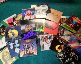 Great vintage records (many have been well loved and played!) Kiss, Aerosmith, Black Sabbath, Boston, Steve Miller Band, Styx, U2, Bob Marley, Alice Cooper, Johnny Cash, and more!