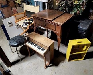 Toy piano, sewing machine