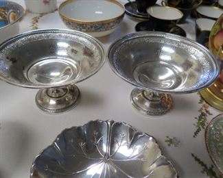 Pair of sterling silver compotes.