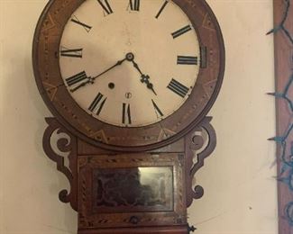 #4	as is antique wall clock with the pendulum and round face. No key 	 $30.00 			
		
