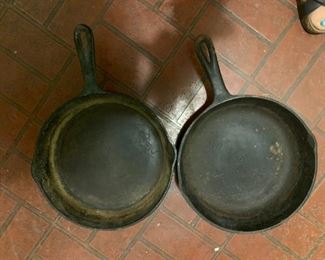  #7	(2) iron skillets 7L and 7A   9 inch 	 $30.00 			
		

