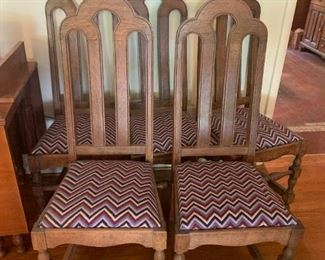 #13	5 oak dining chair with stripped pattern seat 	 $100.00 			
