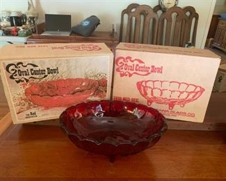 #23	Indian Glass #7419 red oval center bowl (2) in box $25 ea and one with out box $20	 $70.00 			
