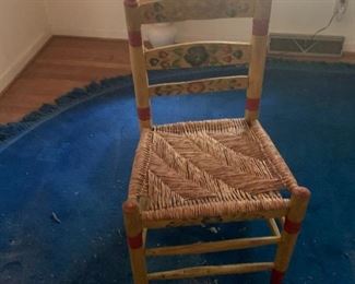 #41	yellow -painted back ladder-back chair with straw seat 	 $20.00 			
