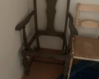 #45	wood as is arm dining chair with out seat	 $20.00 			
