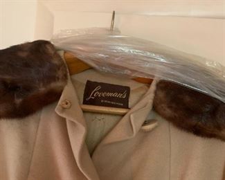 #48	Loveman's Cashmere wool coat with mink collar size small	 $20.00 			
			

