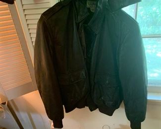 #51	LL bean brown leather size 40 Bommer style jacket 	 $35.00 			
