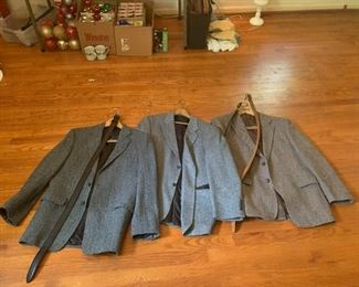 #57	(3)  wool sports jackets (2) Jos a banks 1 lands end haring bone pattern blue and brown	 $30.00 			
