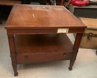 #63	Drexel square end table w drawer and open shelf 26x22 as is finish	 $25.00 			
