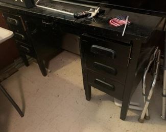 #65	black vintage wood desk with 7 drawers 54x30x30	 $20.00 			
