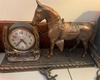 #72	copper horse and clock stand 	 $30.00 			

