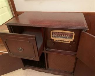 #73	stereo cabinet with the radio and open shelf where turntable was and 2 more doors 35x18x35	 $30.00 			
