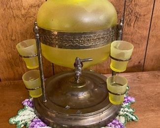 Antique Vaseline Glass Absinthe Drink dispenser. This one glows under black light!