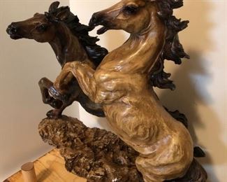 Beautiful Carved Horses on Stand