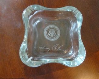 Presidential Cigarette Dish/ Jimmy Carter/ Lead Crystal