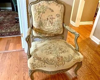 Available for Pre-Sale by phone
Needlepoint Mutton Leg Chair, Purchased in 2006 from The French Basket with Retail $1,190. Our Price $449 is 25% off price