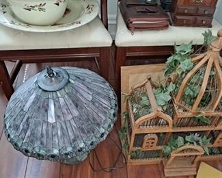 Dining room chairs, lamp and accessories.