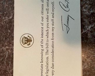 Signed letter from President Jimmy Carter