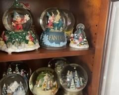 Various Disney Water Globes;  Franklin Mint Christmas Water Globes