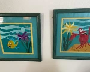 The Little Mermaid - Sebastian and Flounder original art applique