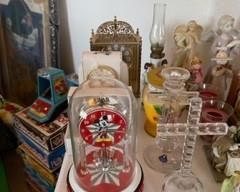 Mickey Glass Clock;  Crystal Crosses; Wizard of Oz picture; toys/puzzles 