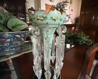 Antique Candle Crystal Holder