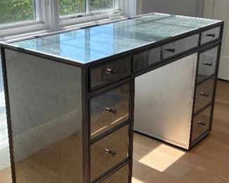 Restoration Hardware Delaney Mirrored Desk in good condition with light wear. Measuring 50" x 20" x 30.5"