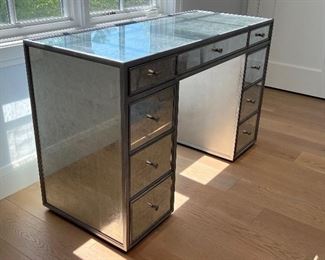 Restoration Hardware Delaney Mirrored Desk in good condition with light wear. Measuring 50" x 20" x 30.5"